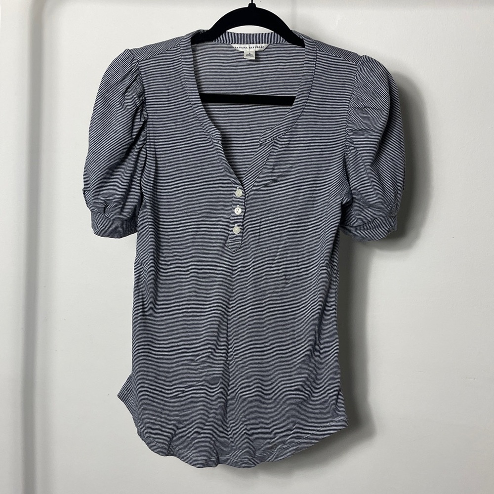 Banana Republic Mini Striped Short Puff Sleve Henley Size Small